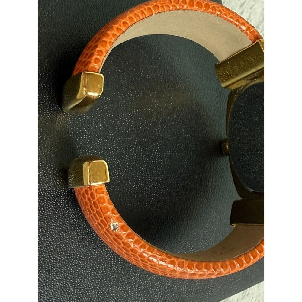 Joan Rivers Orange Gold Toned Wristwatch Adjustable Buckle Band Japan Movement